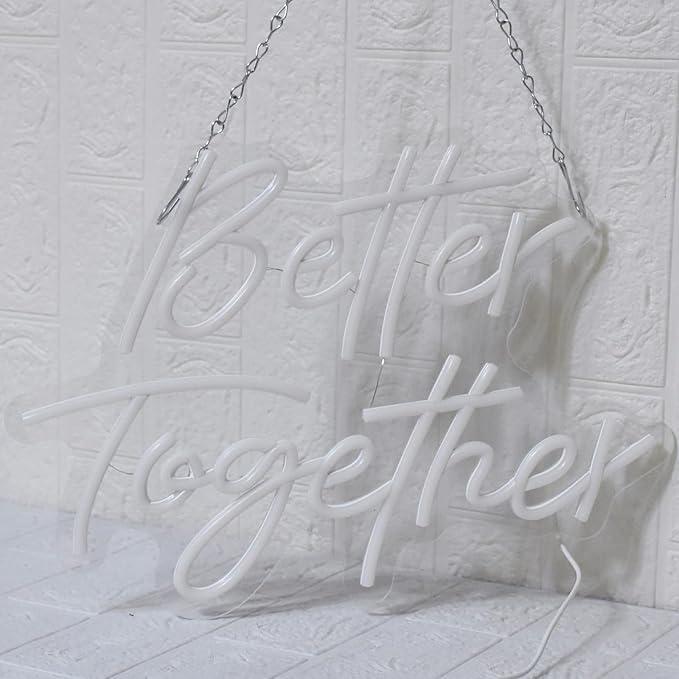 Better Together Neon Sign, Wedding Neon Sign, LED Neon Light for Wall Decor, Warm White Led Neon Light USB Dimmable Letters Neon Signs for Wedding, Engagement Party