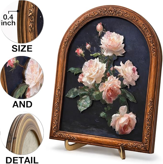 Vintage Rose Flower Wall Art Sign for Bedroom Decor, Antique Botanical Wall Decor, 8x10 Inch