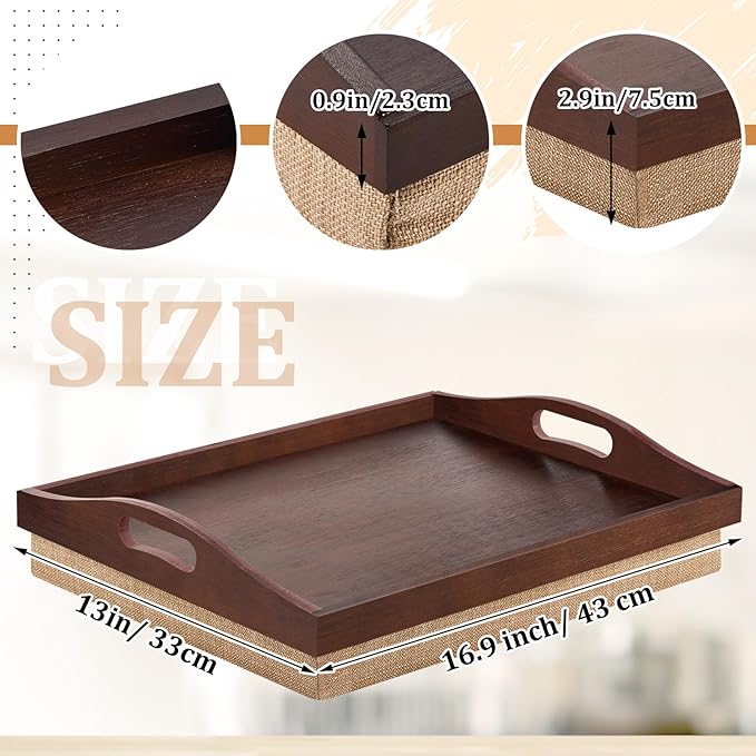 Tioncy 1 Piece Bamboo Lap Tray with Detachable Pillow 16.9'' x 13'' Lap TV Trays Desk with Handles for Adults Eating in Recliner Breakfast Housewarming Gift (Walnut Brown)