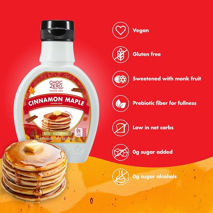 ChocZero Cinnamon Maple Syrup – Sugar-Free, Keto Friendly, High Fiber, Monk Fruit Sweetened, Low Carb, Gluten-Free, Vegan – 10.5oz - Image 3