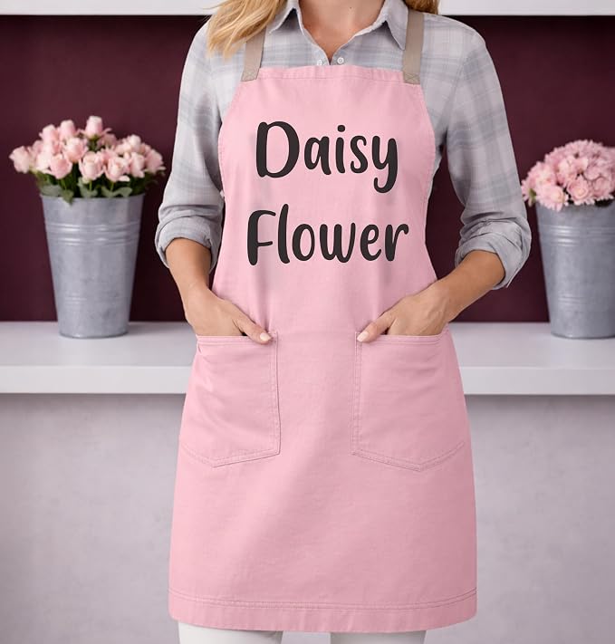 TEEAMORE Custom Apron with Pockets for Women Men Add Your Text Logo Chef Kitchen Cotton Adjustable Crossback Straps - Image 6