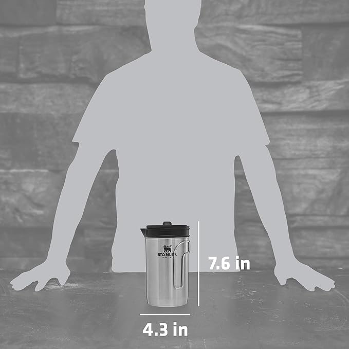 STANLEY All In One French Press Coffee Maker 32 oz | 5 Minute Brew, 4 Hours Hot | Mesh Filter for Coffee Grounds | Insulated Stainless Steel French Press | BPA-Free | Stainless