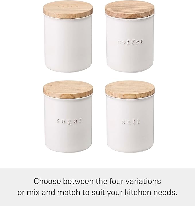 YAMAZAKI Home Tosca Ceramic Canister - Dry Food Kitchen Storage Container Organizer - Sugar - 15.25 Oz., 450 Ml