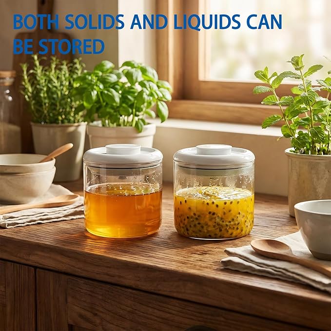 Airtight Food Storage Canisters with Lids - 20 fl oz Leakproof Clear Glass Jars for Cookie, Oat, Pasta, Tea, Coffee Bean & Sugar, Multipurpose Kitchen Canister Set, Ideal Gift