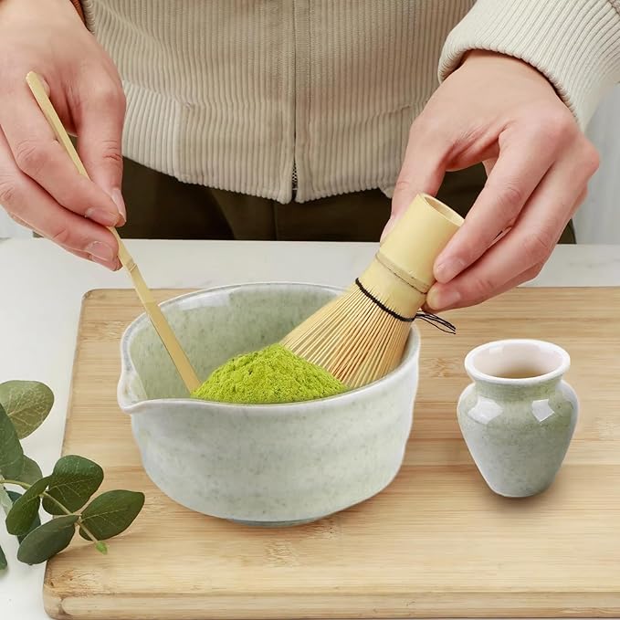 Bamboo Matcha Whisk Set With Bamboo Whisk And Holder Premium Matcha Set (B)