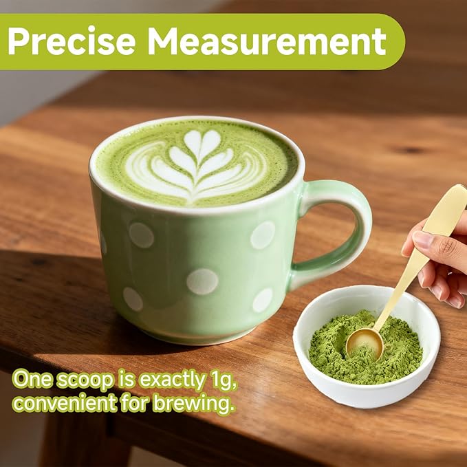 Golden Stainless Steel Matcha Measuring Spoon 1 Gram (1/2 Teaspoon) - Precise Scoop For Matcha Green Tea Powder, Coffee & Baking, Essential Matcha Accessories For Kitchen Use