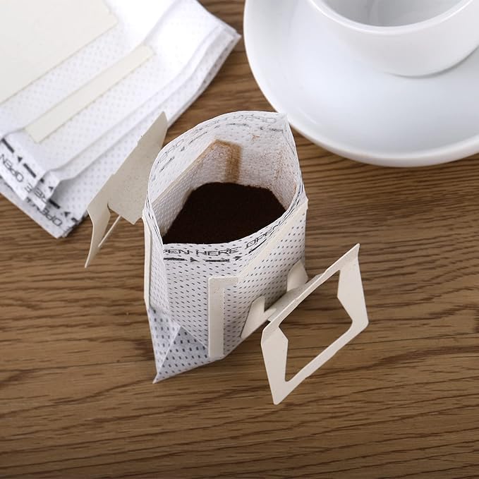 Frcctre 200 Pcs Coffee Filter Paper Bag, Portable Disposable Hanging Ear Drip Coffee Bags Single Serve Drip Filter Bags for Home Office Travel Camping