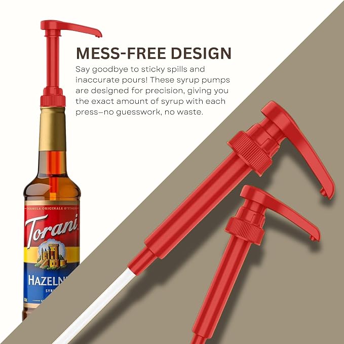 Syrup Pump Compatible with Torani, Davinci and Skinny (Set of 2) - fits Bottles (25.4 oz-750ml) (Red) - Image 4