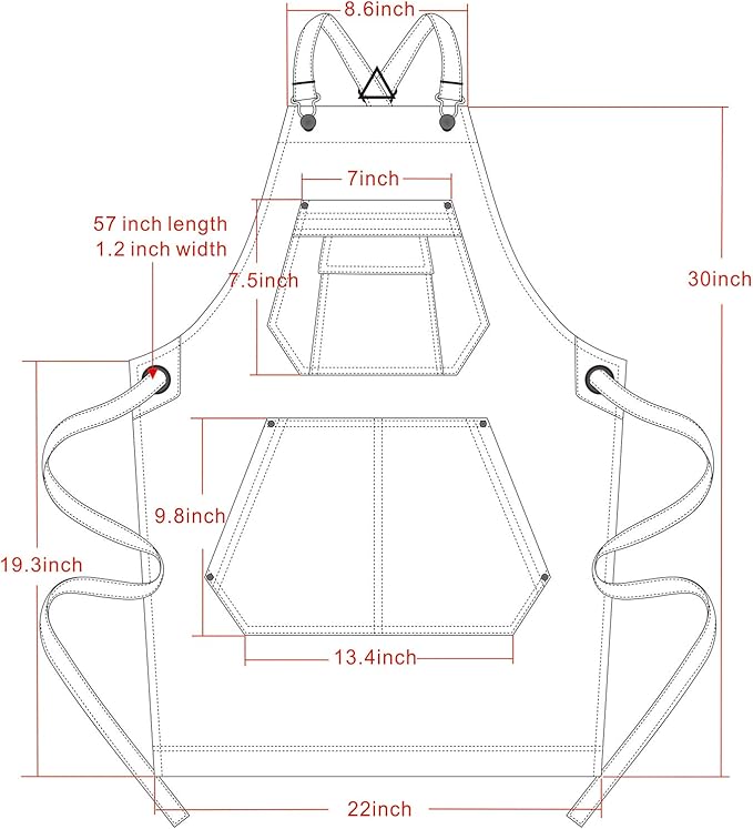 Jeanerlor - Cotton Tool Denim Work Apron with Convenient Pockets for Women Cross Straps & Adjustable(Denim Blue)