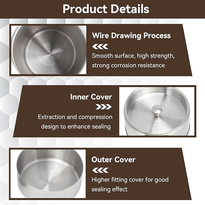 Agatige Tea Tin for Loose Tea, Stainless Steel Coffee Storage Container Kitchen Canisters 400ml 13oz/550ml 18oz(L)