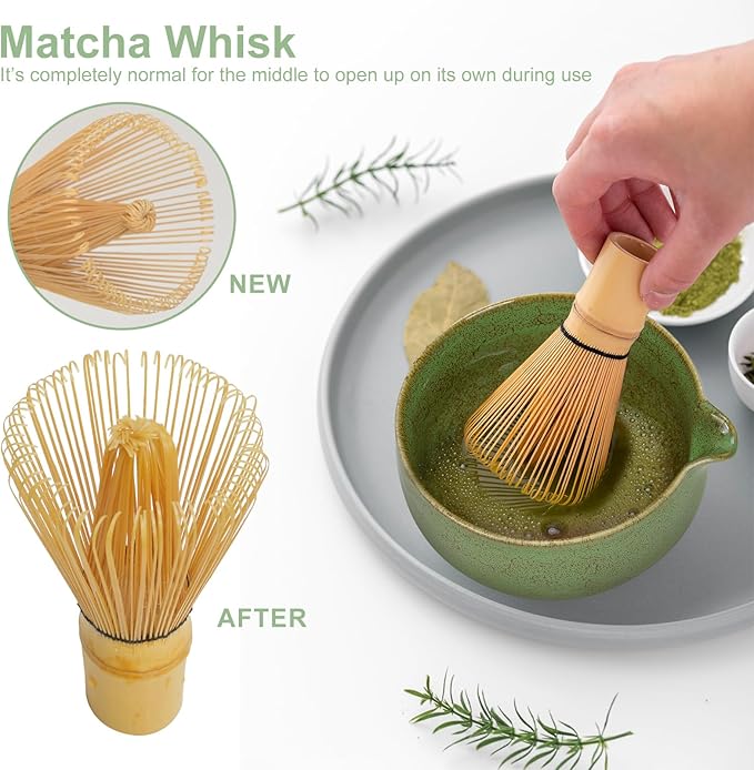 Numola 2Pcs Matcha Whisk for Traditional Starter Tool, Matcha Mixer with 100% Natural Handcrafted, Chasen for Authentic Tea Preparation (2Pcs Matcha Whisk)
