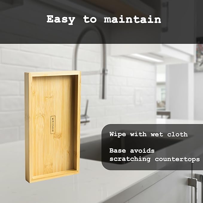Kaizen Bamboo Utensil Drawer Organizer Tray - Premium Utensil Holder for Kitchen - Multi-Purpose Bamboo Organizer for Cooking Utensils - Large Tray with Anti-Slip Base for Drawers - Natural
