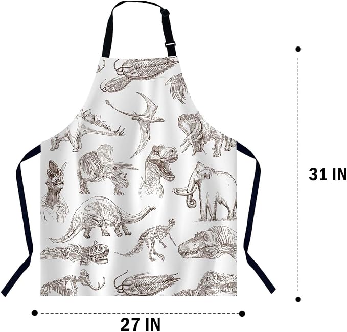 Dinosaurs Waterproof Apron Kitchen Chef Aprons Bibs for Grooming Cooking Baking Painting Gardening - Image 2