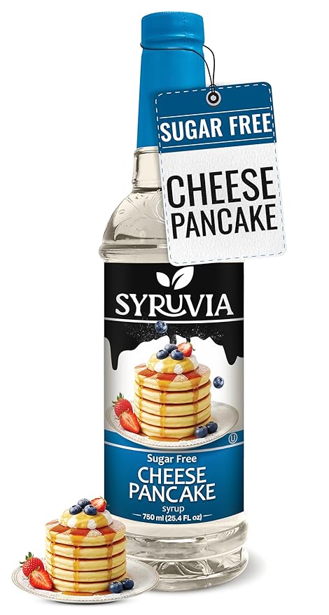 Syruvia Sugar-Free Cheese Pancake Syrup, Natural Flavors, Syrup for Drinks, Lattes, and Desserts – 25.4 fl oz