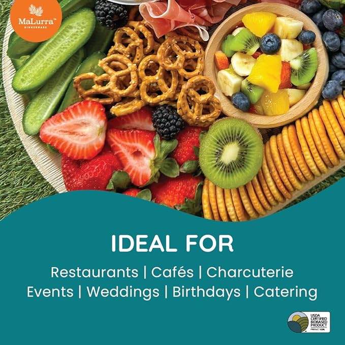 22"x12" Oval Tray - 50 PCs Disposable Serving Palm Platters Like Bamboo Charcuterie Tray | Biodegradable | Disposable | Eco-Friendly, Heavy Duty, Bulk | For Parties, Weddings, BBQs & Catering
