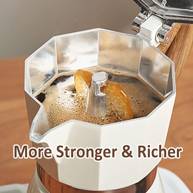 Coffee Pot, Moka Pot Italian Coffee Maker 3 cup/5 OZ Stovetop Espresso Maker for Gas or Electric Ceramic Stovetop Camping Manual Cuban Coffee Percolator for Cappuccino or Latte