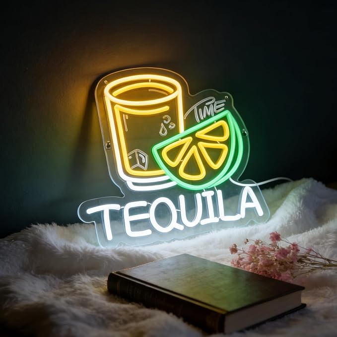Tequila LED Neon Sign, Tequila Cup and Lemon Slice Shaped Neon Light, USB Powered Decorative Light for Bar Party Home Living Room Drink Theme Wall Table Decor, 13.8 x 12.2 In - Image 7