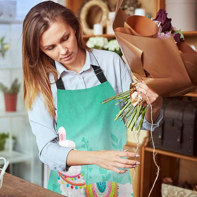 Cute llama Cactus Waterproof Apron Kitchen Chef Aprons Bibs for Grooming Cooking Baking Painting Gardening - Image 6