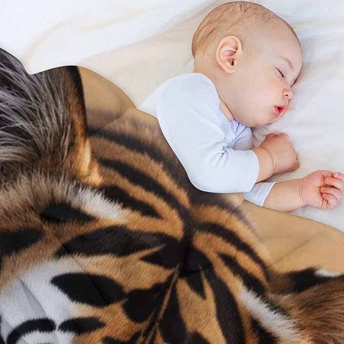 Beautiful Tiger Animal Nature Forest Super Soft Throw Blanket, Rustic Grass Brown Flannel Fleece Decorative Throw for Sofa Couch Bedroom Decor Outdoor Use 40"x50"