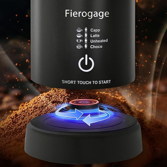 Touch Button Milk Frother and Steamer,Fierogage Electric 4 in 1 Automatic Hot and Cold Foam Maker and Milk Warmer for Latte,Cappuccinos,Macchiato,8.4oz/250ml Black