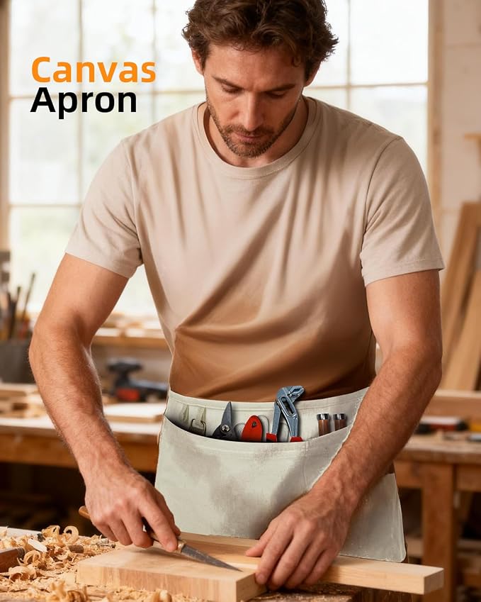 Canvas Work Waist Apron with 3 Pocket - Image 3