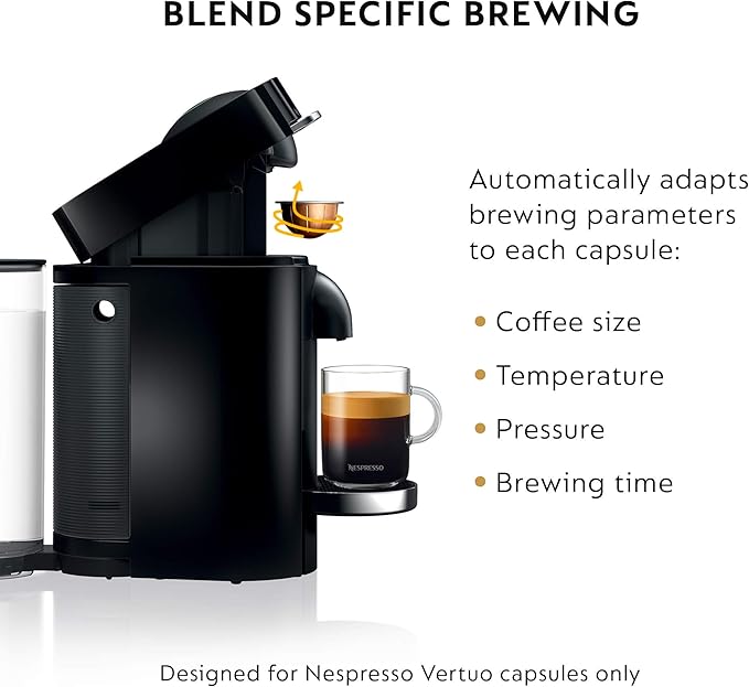 Nespresso VertuoPlus Deluxe Coffee and Espresso Machine by De'Longhi, 37 Oz, Black