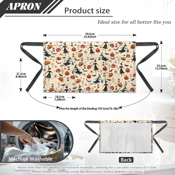 Waist Apron with 3 Pockets Waterproof 13 Inch Short Half Waist Aprons Women Men Server Aprons Waitress Waiter Apron - Image 7