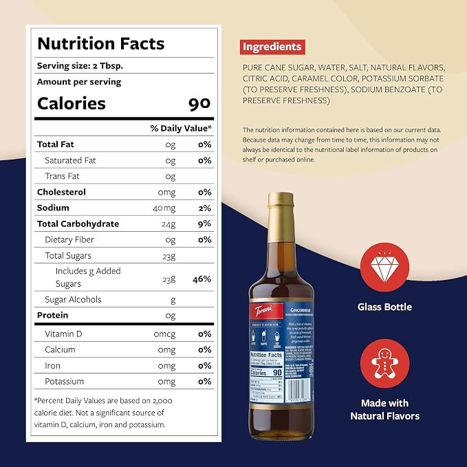 Torani Coffee Syrup, Gingerbread Flavoring for Drinks, Pump Included, 25.4 Fl Oz - Image 2