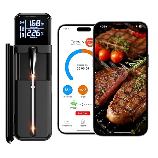 Smart Wireless Meat Thermometer,Digital Cooking Thermometer with Dual High-Accuracy Sensors,Ceramic Heat-Resistant Probe, Instant Read LCD & App Control for Kitchen,BBQ,Oven,Grill,Air Fryer