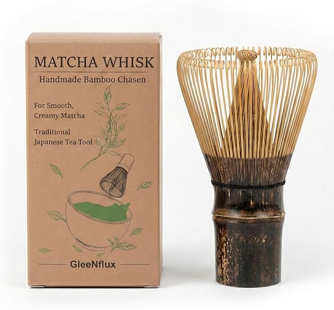 Matcha Whisk, 100-Prong Purple Bamboo Matcha Whisk (Chasen), Handcrafted Japanese Tea Whisk, Easy for Beginners