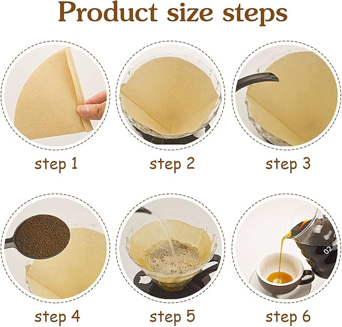 200 Count Coffee Filter, Size 02 Cone Coffee Filters Natural Pour Over Coffee Filter Unbleached Disposable Paper Filters 2-4 Cup Compatible with Pour Over and Drip Coffee Maker