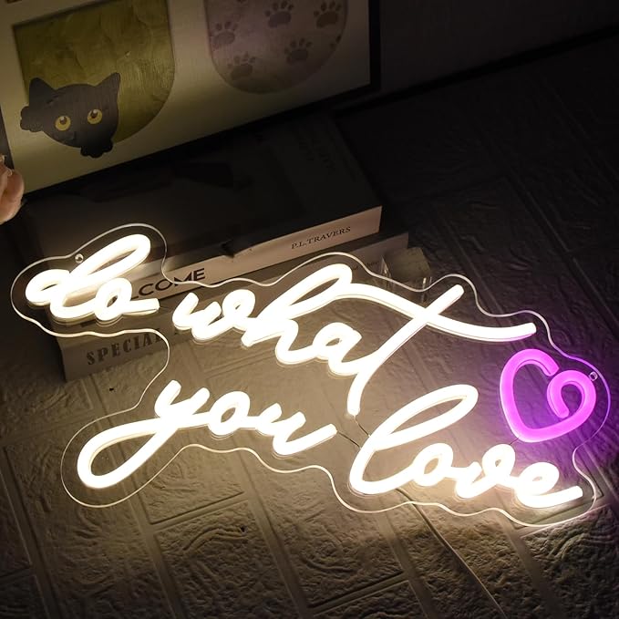 Do What You Love Neon Sign for Wall Decor, Warm White Letters Neon Light Dimmable USB Powered LED Sign for Bedroom Home Bar Wall Decor Anniversary Valentine's Celebrations Wedding Party