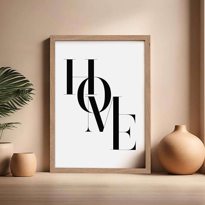 Poster Master Vintage Unique Poster - Retro Minimalist Print - Home, Letters, Typography, Black and White, Simple - Gift for Artist, Friend - Wall Decor for Living Room, Dorm, 16x20 Beige Framed