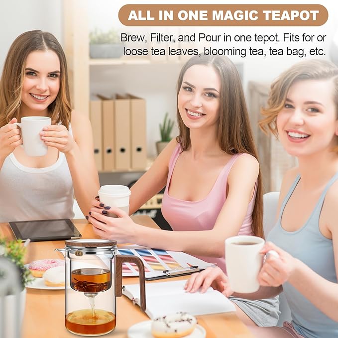 Enchanti Tea Pot, Glass Teapot with Removable Infuser, Magnetic Loose Leaf Tea Steeper, Magic Witchcraft Tea Pot with Strainer for Water Separation, Gift Package, 27oz/800ml