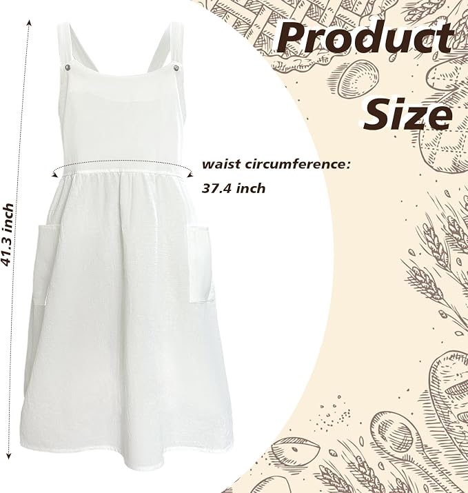 White Maid Apron for Women Cotton Waist Half Maid Costume Victorian Retro Ruffled Kitchen Cute Vintage Party Cosplay - Image 5
