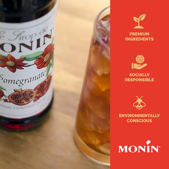 Monin - Pomegranate Syrup, Tart and Sweet, Great for Cocktails and Teas, Gluten-Free, Non-GMO (1 Liter) - Image 4