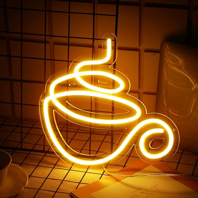 Kathfly Coffee Bar Neon Sign LED Neon Decor Modern LED Wall Sign for Shop Accessories for Cafe Restaurant Pub Art Party Decor(Coffee)