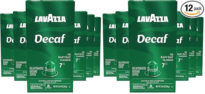 Lavazza Espresso Maestro Decaf (DEK) Aluminum Capsules Compatible with Nespresso* Original Machines, Medium Espresso Roast, Arabica and Robusta Blend, Packaging Vary,10 Count(Pack of 12)