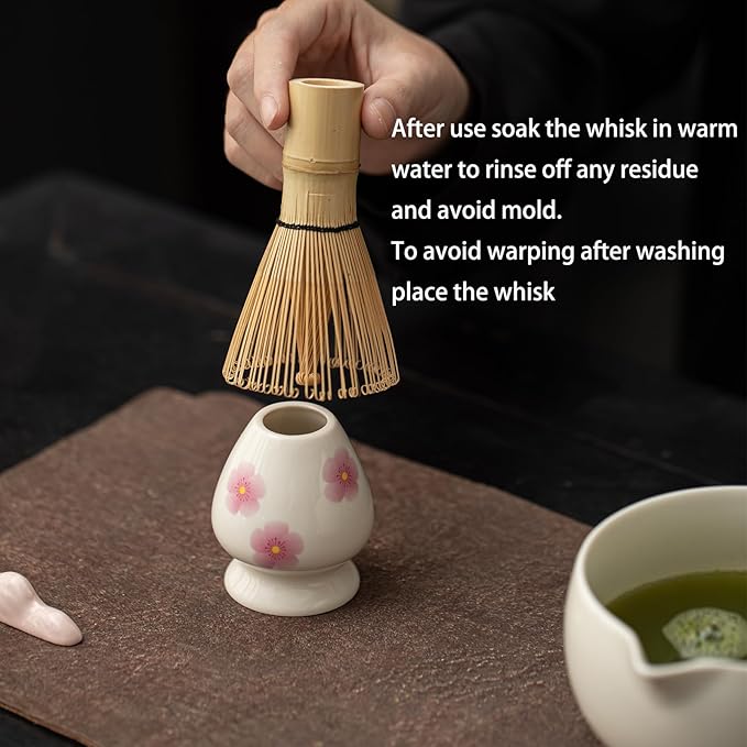 Matcha Whisk Set,8 Pcs Ceramic Matcha Set,Matcha Kit for Matcha Lovers,Tradition Tea Set Includes Bowl,Bamboo Whisk and Holder,Scoop,Sifter and Towel,Gift for Family and Friend (Cream)