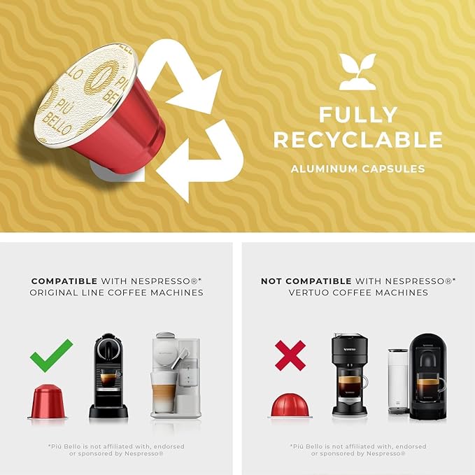 Piu Bello Espresso Coffee Pods for Nespresso Original Machines – Variety Pack – Compatible Capsules with 3 Intense Flavors – Dark Roast, Low Acidity – Rich & Balanced Taste – Kosher (3-Flavor Multipack, 120 Count)