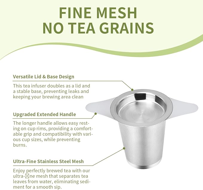 Stainless Steel Tea Infuser, Large Capacity Tea Steeper Basket Filter for Mugs, Teapots, Cups