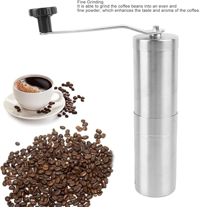 Manual Coffee Bean Grinder Stainless Steel Hand Coffee Mill Ceramic Burr for Aeropress, Drip Coffee, Espresso, French Press, Turkish Brew