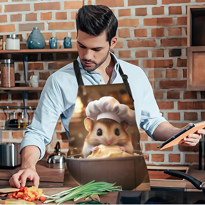 Funny Cat Apron with 2 Pockets Waterproof for Men Women Kitchen Garden Decor - Image 7