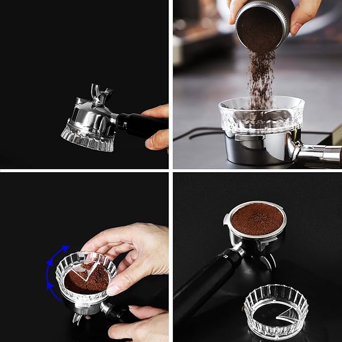 Moka Pot Dosing Ring & Coffee Distributor 2in1 Coffee Maker Dosing Ring For Moka Express Fast Distribute and Tamp, Avoid Mess And Wast