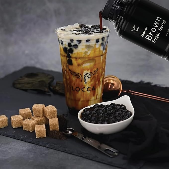Brown Sugar Syrup | Coffee and Boba Black Sugar Syrup | Bubble Tea Tigers Milk | Cold Brew Latte Espresso Maple Skinny Flavored Barista Gourmet Sweetener Instant Tapioca Pearls Flavor by Locca 29 Oz (Pack of 1) - Image 7