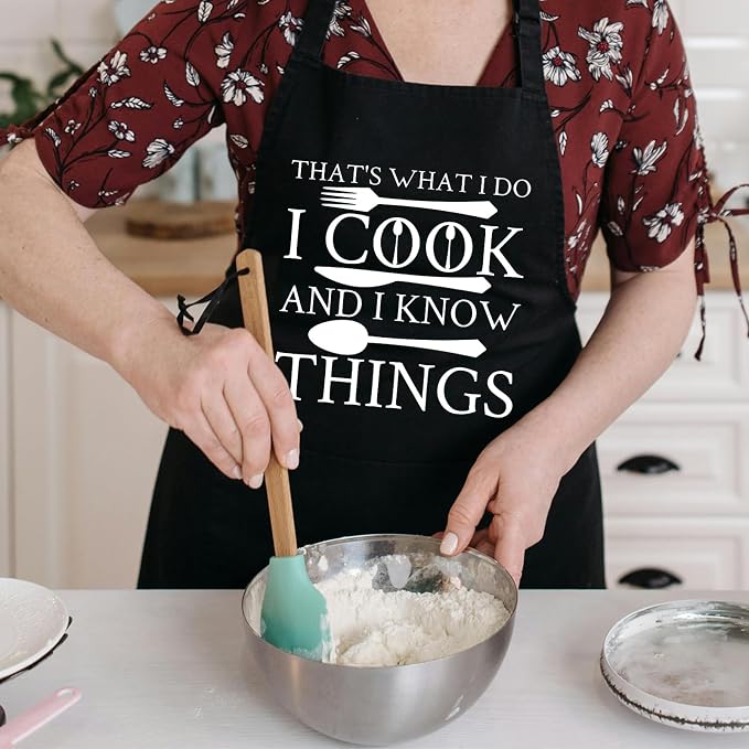 Chef Aprons for Men Women with Pockets, Kitchen Apron for Cooking Grilling Gifts for Dad Mom Birthday Christmas - Image 4