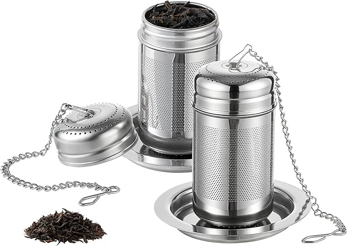 316L Stainless Steel Tea Infuser Set – Extra Fine Mesh Loose Leaf Tea Steeper for 8–32 oz Mugs, Bottles & Teapots, Dishwasher Safe (2 Pack)