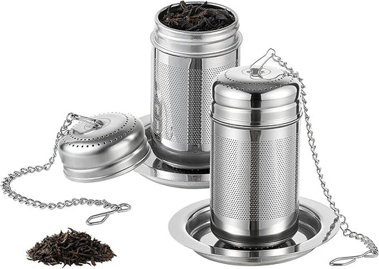 316L Stainless Steel Tea Infuser Set – Extra Fine Mesh Loose Leaf Tea Steeper for 8–32 oz Mugs, Bottles & Teapots, Dishwasher Safe (2 Pack)