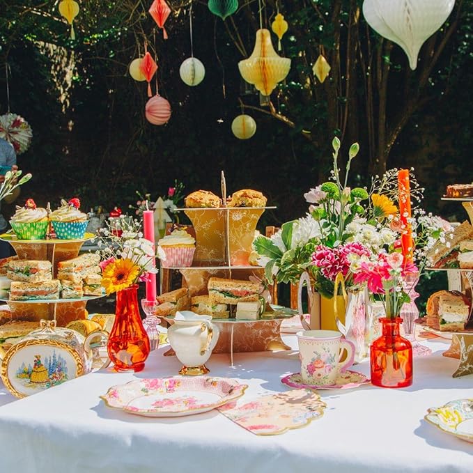 Talking Tables ﻿Floral Paper Table Cover Disposable Tablecloth For Mother's Day Afternoon Tea Party Decoration For Birthday, Bridal Party, Baby Shower, Wedding, Rectangular, 70" x 47" Pink & Yellow