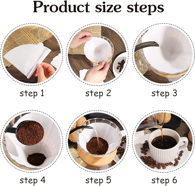 200 Count Coffee Filter, V60 Filter 02 White Cone Coffee Filters Disposable Pour Over Coffee Filter (2-4 Cups)